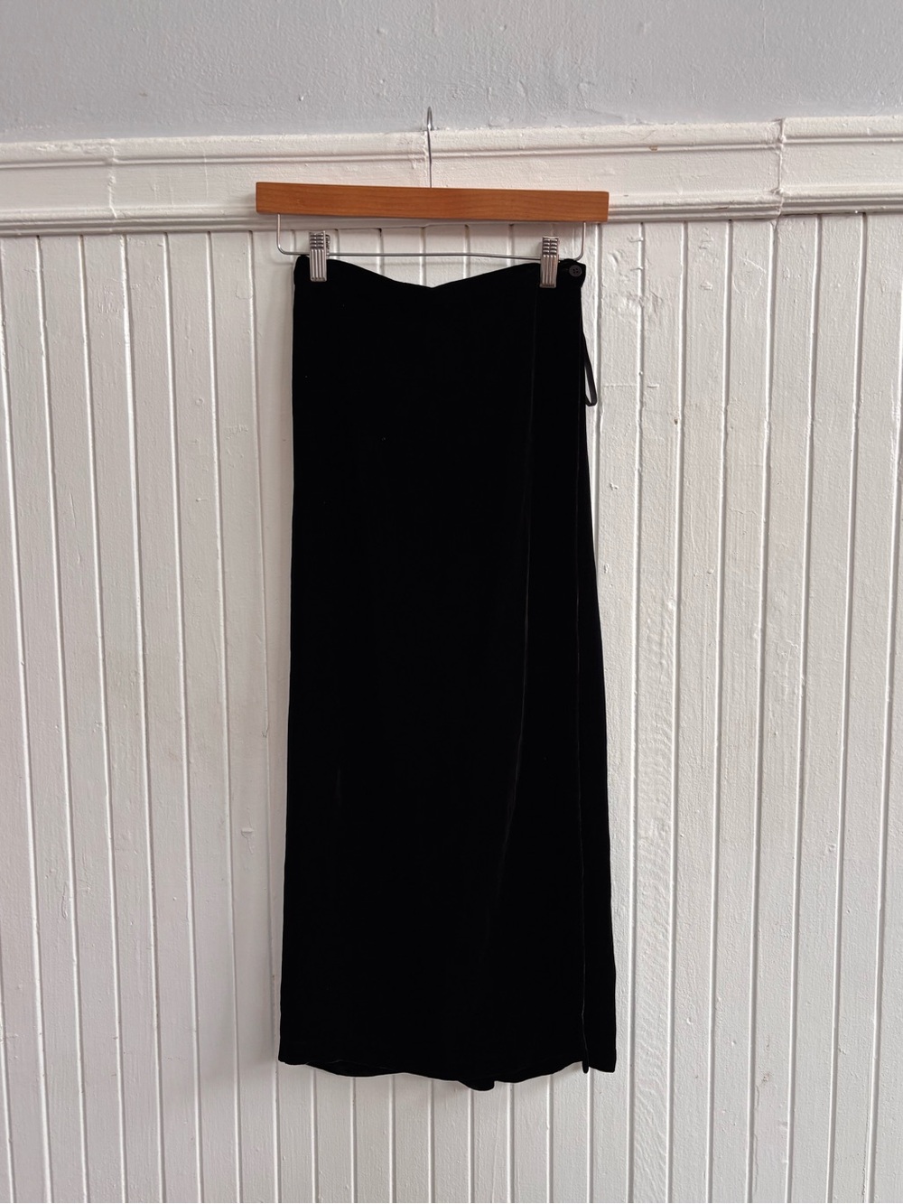 Eileen Fisher black velvet wrap skirt